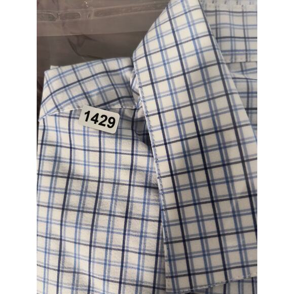 Mizzen+Main Performance Shirt Men’s Sz L Trim Blue Check Stretch No Tuck - Picture 13 of 13